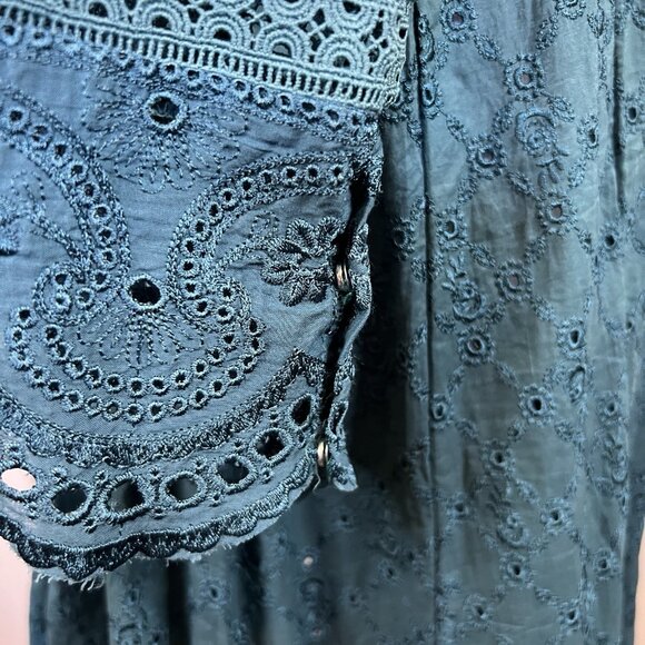 Ansab Jahangir OCEAN DEPTH Kalidaar Embroidered Prairie Boho Schiffli Cotton - Picture 7 of 8